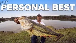 Pond Fishing – He Caught His BIGGEST BASS (MONSTER)
