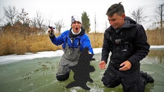 – That’s NOT a bass! (surprise while pond ice fishing)