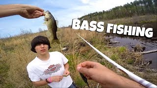 BASS FISHING OUR SECRET POND!