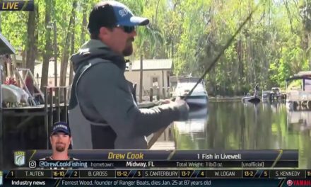 Bassmaster – St. Johns River: Drew Cook coaxes a bed fish to bite