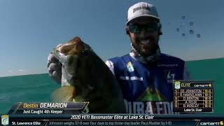 Bassmaster – Destin DeMarion catches biggest smallmouth on Day 1 at St. Clair so far