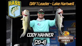 Bassmaster – Cody Hahner leads Day 1 with 20 pounds, 4 ounces (Bassmaster Eastern Open at Lake Hartwell)