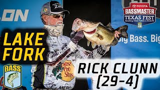 Bassmaster – Rick Clunn leads Day 1 with 29 pounds, 4 ounces (Lake Fork Bassmaster Elite)