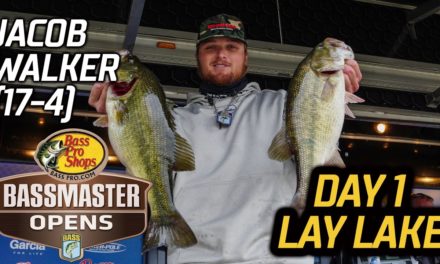 Bassmaster – Jacob Walker leads Day 1 with 17 pounds, 4 ounces at Lay Lake (Bassmaster Eastern Open)