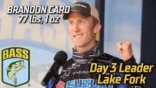 Bassmaster – Brandon Card leads Day 3 at Lake Fork (77 lbs, 1 oz)