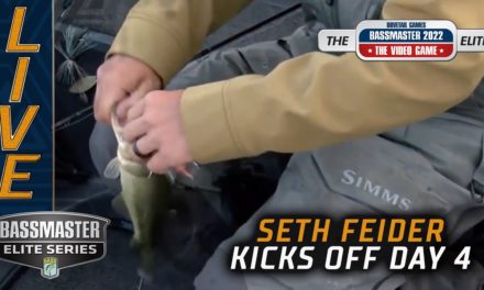 Bassmaster – Feider with an early catch near takeoff (Sabine River)