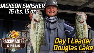 Bassmaster – Jackson Swisher leads Day 1 of Basspro.com OPEN at Douglas Lake with 16 pounds, 15 ounces