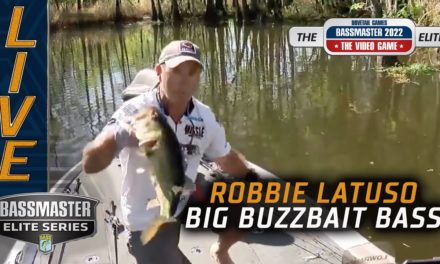 Bassmaster – Robbie Latuso lands a big fish on a buzz bait at the Sabine (AWESOME TOPWATER STRIKE)