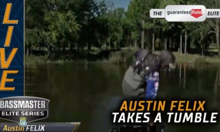 Bassmaster – Austin Felix takes a tumble but catches good fish!