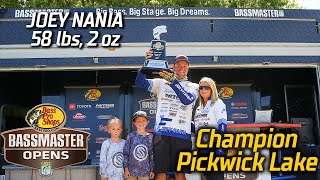 Bassmaster – Joey Nania wins the Basspro.com OPEN at Pickwick Lake with 58 pounds, 2 ounces