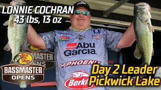Bassmaster – Lonnie Cochran leads Day 2 of Basspro.com OPEN at Pickwick Lake with 43 pounds, 13 ounces