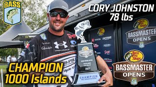 Bassmaster – Cory Johnston wins the Basspro.com OPEN at 1000 Islands with 78 pounds