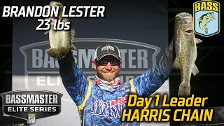 Bassmaster – Brandon Lester leads Day 1 at the Harris Chain with 23 pounds! (Bassmaster Elite Series)