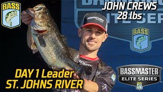 Bassmaster – John Crews leads Day 1 at St. Johns with 28 pounds! (Bassmaster Elite Series)