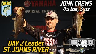 Bassmaster – John Crews leads Day 2 at St. Johns with 45 pounds! (Bassmaster Elite Series)
