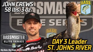 Bassmaster – John Crews leads Day 3 at St. Johns with 58 pounds! (Bassmaster Elite Series)