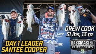 Bassmaster – Drew Cook leads Day 1 at the Santee Cooper Lakes with 31 pounds, 13 ounces (Bassmaster Elite Series)