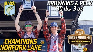 Bassmaster – Drury University (Browning and Peck) win Bassmaster College Series at Norfork Lake with 30 lbs, 3 oz
