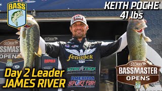 Bassmaster – Keith Poche leads Day 2 of Bassmaster Open at James River (41 pounds)
