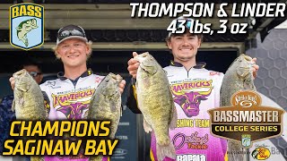 Bassmaster – Minnesota State – Mankato (Thompson + Linder) win College Series at Saginaw Bay with 44 lbs, 3 oz