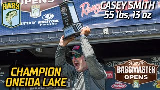 Bassmaster – Casey Smith wins Bassmaster Open at Oneida Lake (55 pounds, 13 ounces)