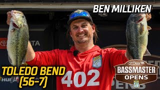Bassmaster – Bassmaster OPEN: Ben Milliken leads Day 2 at Toledo Bend with 56 pounds, 7 ounces